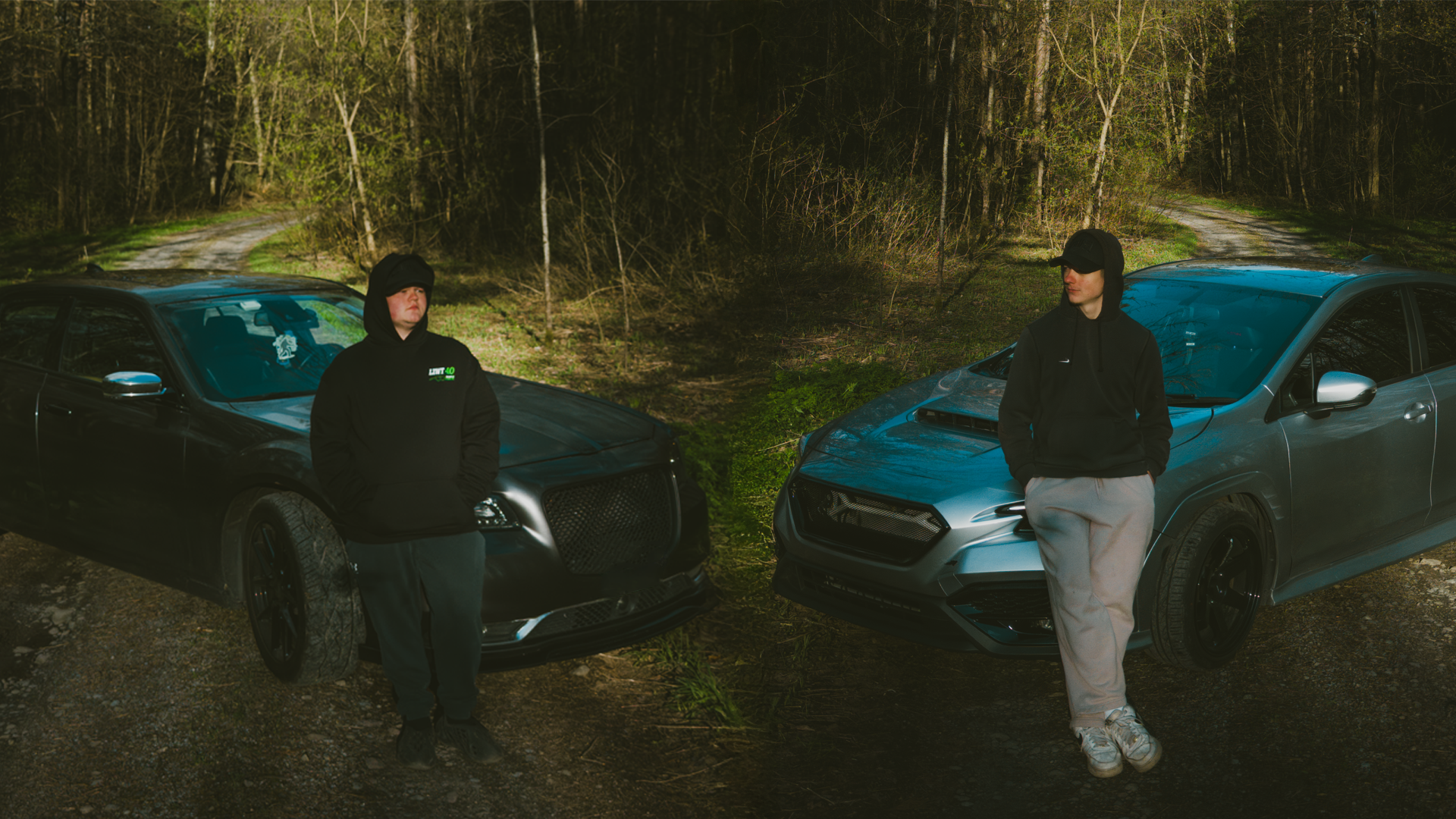Tom and Eric standing beside their cars